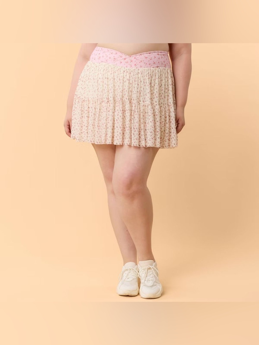 Blogilates Cream Floral Athletic Crossover Ballerina Skort Cottagecore Size 1X